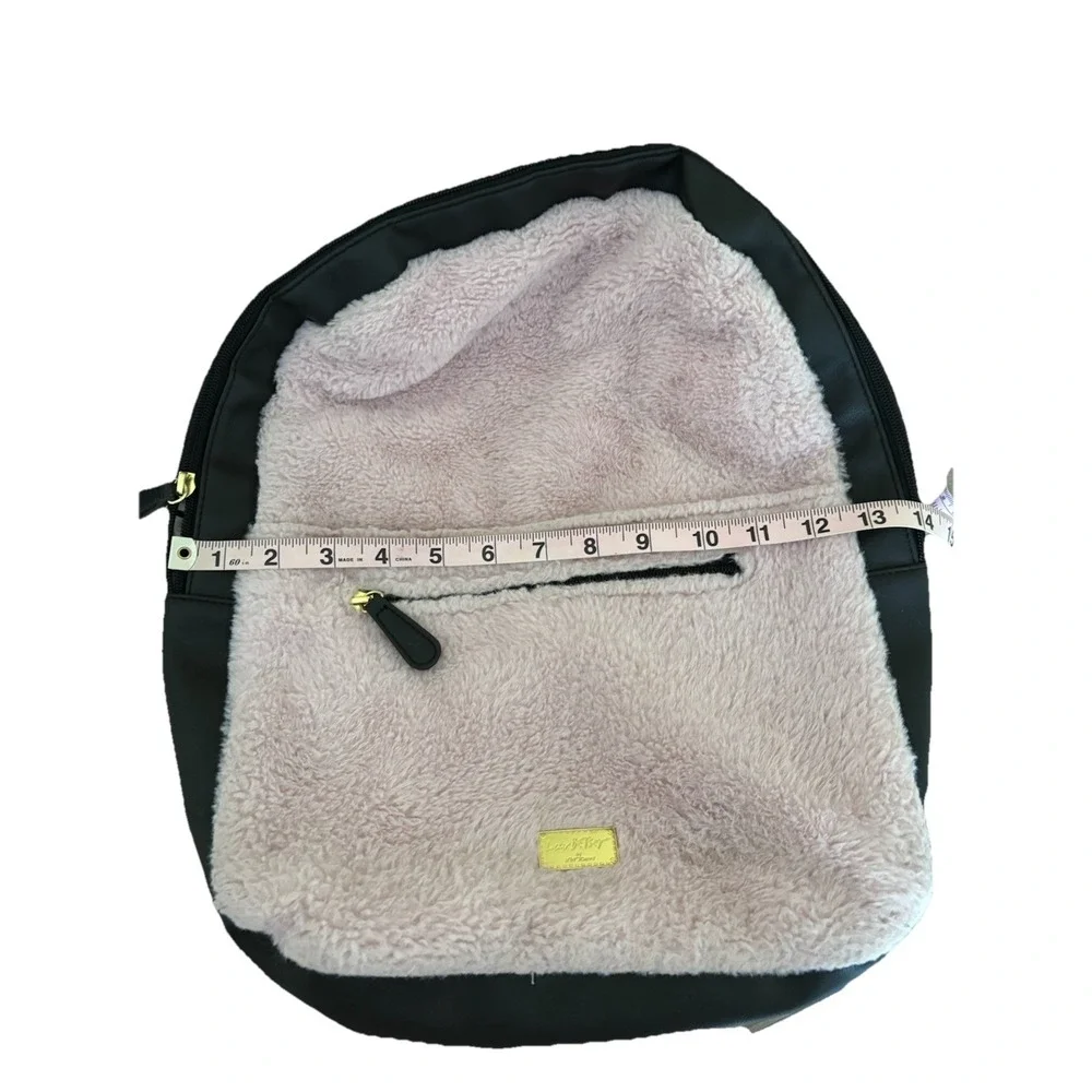 Betsey Johnson‎ Fuzzy Furry Hoodie Backpack bag School Soft Plush Pink Travel